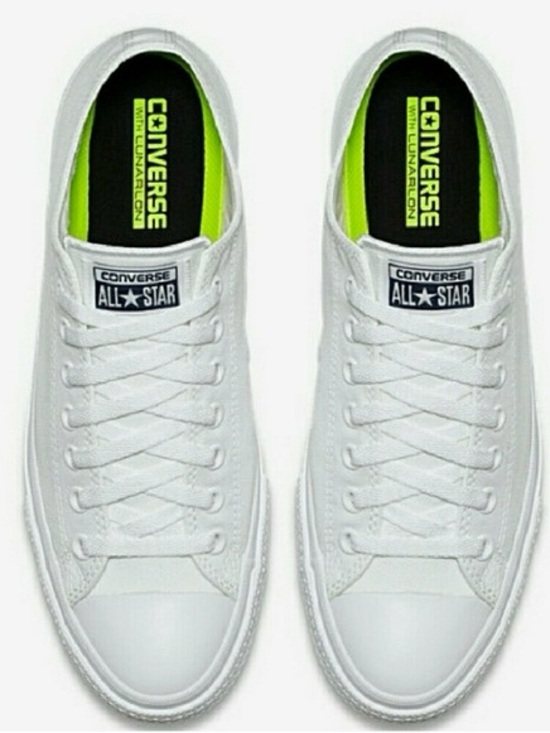 Converse Other - Converse 2 Chuck Taylor Low Top Sneakers in White with Neon Green Insole